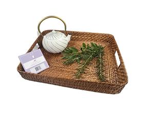 Bandeja de servicio de ratán de gran tamaño al por mayor, vajilla hecha a mano con forma personalizada, utensilios de cocina, bandeja de ratán DE LA India - Product Image 1