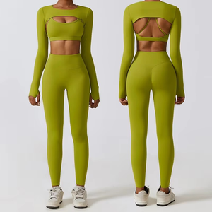 Gran oferta, transpirables deportivos nuevos conjuntos de alta elasticidad, conjuntos cómodos para exteriores, ropa para gimnasio de secado rápido al aire libre, conjuntos de Yoga de 2 uds de estilos - Product Image 5