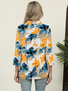 Chemisier Premium pour Femme à Col et Encolure en V, Manches 3/4, en Polaire Spandex/Coton, Écologique, Élégant, Coupe Ample, Idéal pour le Bureau et les Tenues Décontractées Professionnelles - Product Image 4
