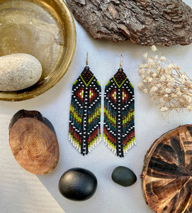 Only 2 Left and in 19 Baskets Seed Bead Earring - Native Earring - Fringe Earring - Product Image 1