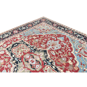 พรมขนสัตว์ผสมใยไผ่คุณภาพพรีเมียม ทอมือ ดีไซน์ทันสมัย สีแดง/น้ำเงิน กันลื่น ปลอดภัยสำหรับสัตว์เลี้ยง พรมหรูสำหรับบ้าน - Product Image 5