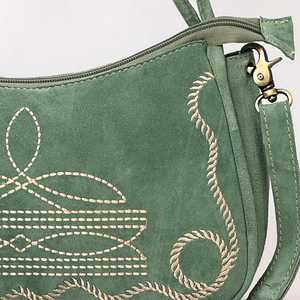 Nouveauté : Sac bandoulière en cuir véritable style western, design cousu, fleurs, pompon, style bohème, haute qualité, prix de gros - Product Image 3