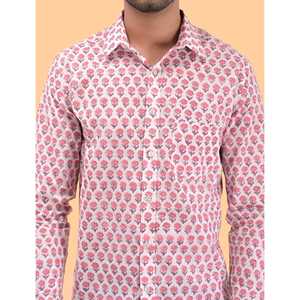 Chemise décontractée 100 % coton imprimée pour homme, motif floral à pois, manches longues, tissu Oxford/ODM, chemises habillées en popeline tendance - Product Image 2