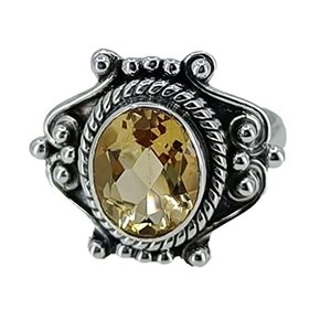 Bague Bohème Chic en Argent Sterling 925 avec Citrine Faite à la Main, Pierre de Naissance de Novembre, Diamant Taille Ovale, Idéale pour Cadeau d'Anniversaire - Product Image 1