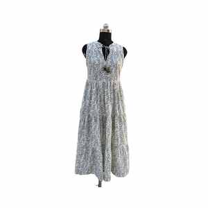 Robe maxi d'été douce en pur coton pour femmes, sans manches, imprimé floral bohème, imprimé à la main, écologique, légère, indienne - Product Image 1