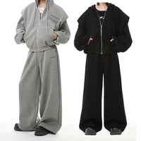 Sweat à capuche zippé décontracté pour homme, de haute qualité, avec logo personnalisé, style streetwear, coupe ample et délavée, ensemble jogging