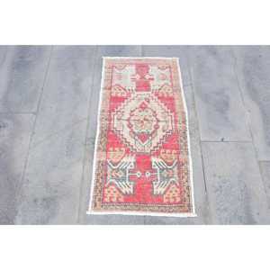 1.6x3.2 ft Turkish Rug <b>Red</b> Patchwork Eco Friendly Traditional Rug with Latex Backing <b>Wool</b> - Product Image 1