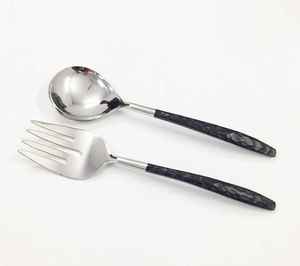 Poignée en résine rouge de haute qualité et ensemble de serveurs à salade en acier inoxydable 2 pièces ensemble de serveurs à salade accessoires de cuisine - Product Image 4