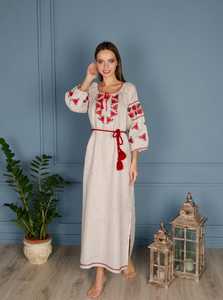 Robe longue blanche brodée à la main pour femme, style bohème, manches 3/4, tenue de plage, vacances, automne - Product Image 2