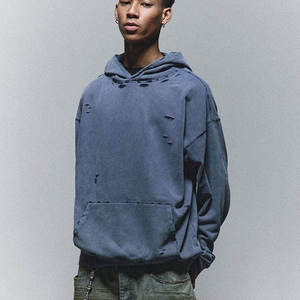 Sweat à capuche en détresse pour hommes respirant Basics coton mélangé pour hommes bas prix qualité thermique sweat à capuche pour hommes en détresse hommes - Product Image 5