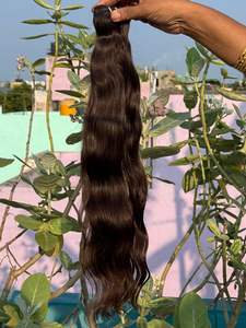 100% vendeurs de cheveux ondulés droits naturels vierges indiens bruts tissent des extensions de cheveux humains alignés sur les cuticules - Product Image 3