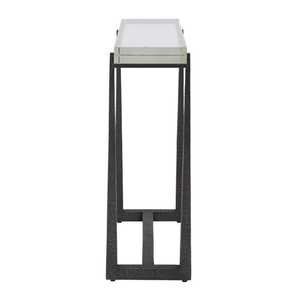 Mesa auxiliar decorativa con pedestal de cristal - Product Image 4