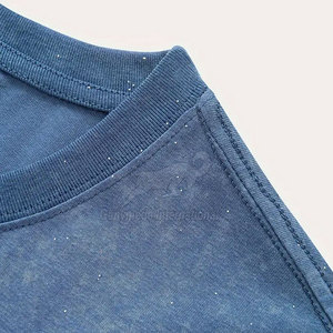 Cotton Made <b>Rhinestone</b> T-Shirts Sparkle Crystal Stone Design Casual Fashion Wear for Daily Use - Product Image 4