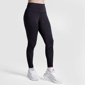 High-Waisted Black Sports Pants Breathable Stretch <b>Net</b> Leggings Mesh Decoration ODM XXL XS Sizes Available Customizable Logo - Product Image 3