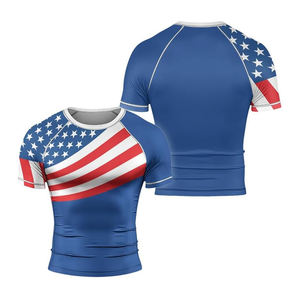 Camisetas de Compresión Deportivas para Adultos con Diseño de Bandera Estadounidense, Manga Corta, Poliéster y Elastano, Protección UV - Product Image 3