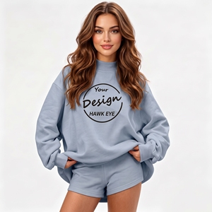 Sudadera Oversize con Cuello Alto y Logo Personalizado, Felpa Francesa, de Alta Calidad, con Hombros Caídos, para Mujer - Product Image 1