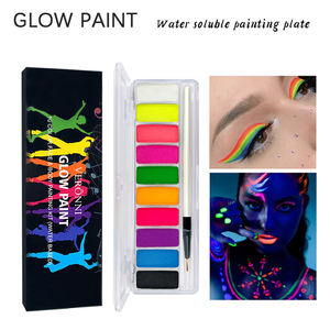 Peinture corporelle lavable en 10 couleurs, facile à appliquer, peinture fluorescente qui brille dans le noir, peinture pour le <span class=keywords><strong>visage</strong></span> avec pinceau, maquillage des yeux pour femmes - Product Image 3