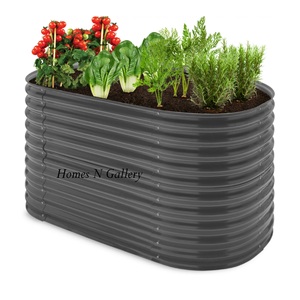 Kit de lits de boîtes de jardin surélevées de jardinière ovale de jardin en métal galvanisé de vente chaude pour légumes, fruits et plantes à fleurs - Product Image 1