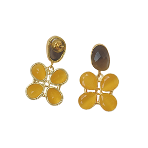 Pendientes de Cuarzo Ahumado Laxmi Jewellers, Chapados en Oro de 18K, con Diseño de Constelación, Estilo Clásico - Product Image 4