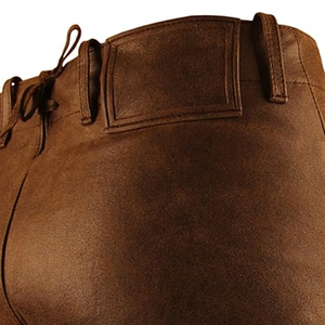 <b>Women</b> High Waisted Pu Leather Shorts With Side Pockets Custom OEM Solid Color Men PU Leather Shorts for Casual - Product Image 3