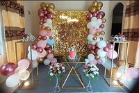 Panel latar belakang payet emas cermin cantik, 12x12 Per lembar pak 12 Panel payet untuk dekorasi pesta ulang tahun pernikahan