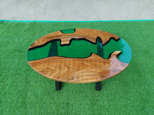 Table à manger/table basse en bois d'acacia et résine, fabrication artisanale moderne, imperméable, salon, retraite, mariage, anniversaire, condoléances - Product Image 2