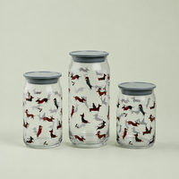Gobelet en verre en forme de canette de bière avec couvercle, personnalisé avec logo OEM, motif chiot teckel et saucisse de Noël