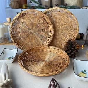 Assiette à nourriture en rotin tissé à la main, vaisselle écologique naturelle - Product Image 4