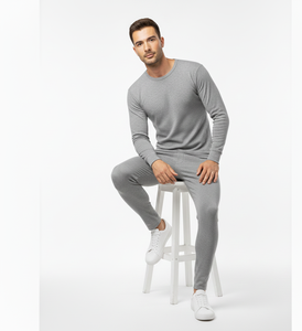 SteelHeat Insulated Grey <b>Men</b> <b>Thermal</b> Suit Soft Warm Full Sleeve Winter Comfort Base Layer - Product Image 2