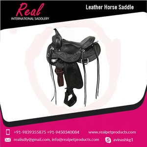 Mejor venta al por mayor clásico occidental Carreras de Caballos doma silla de montar de cuero hecho a mano más vendido proveedor indio - Product Image 3