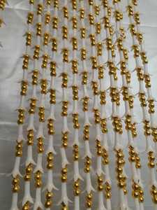 Wedding Stage Backdrop Tuberose Flower and Golden <b>Beads</b> Curtain Nikah Bride Partition Haldi Mehendi Backdrops - Product Image 3