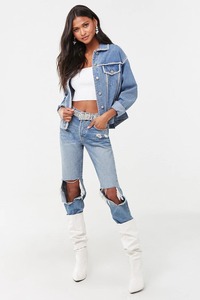 Vestes pour hommes Manteau en jean délavé de marque vintage en coton personnalisé High Street Patchwork Unisex Denim Jacket - Product Image 4