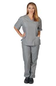 Ensemble de blouses d'hôpital en coton mélangé unisexe hauts et pantalons à manches courtes uniforme d'infirmière médicale pour médecins tissu tricoté - Product Image 4