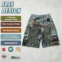 Shorts en jean streetwear vintage personnalisés, coupe brute, style hip-hop, délavés à l'acide, broderie strass, pantalon cargo