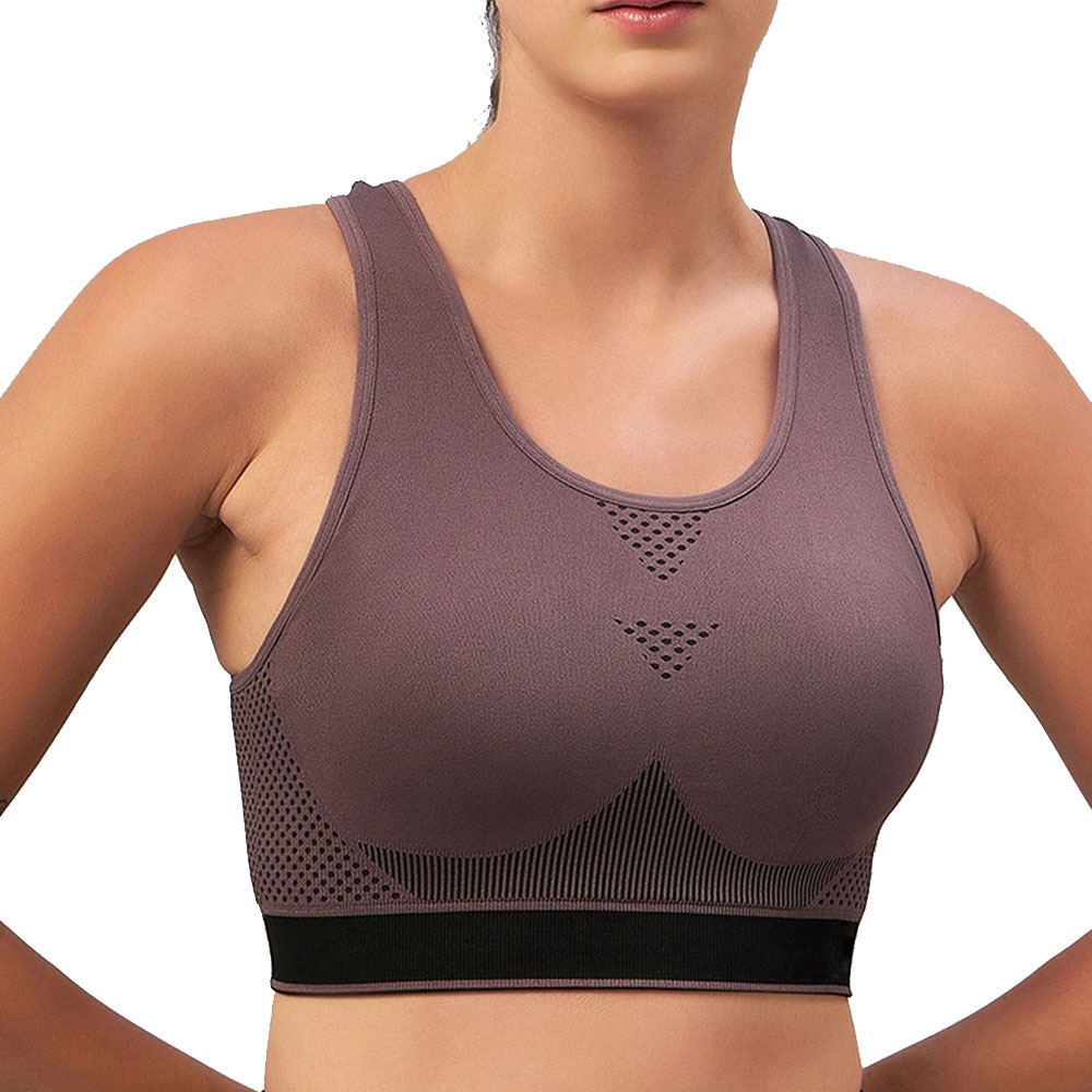 Seamless Breathable Eco-Friendly High Support Women Sports Bra for Indoor/Outdoor Yoga Wear Spandex/Nylon Material Front Logo