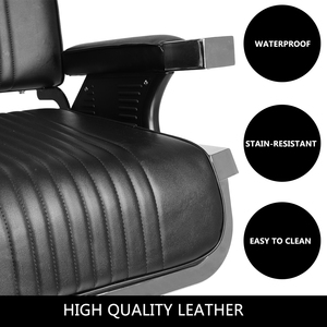 Sillón <span class=keywords><strong>de</strong></span> Barbería Negro, Moderno y Vintage, Reclinable, <span class=keywords><strong>de</strong></span> Cuero PU, con Reposapiés Ajustable, Bomba Hidráulica Profesional, para Hotel - Product Image 5