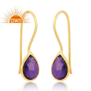 Pendiente Colgante de Piedras Preciosas de Cuarzo Amatista Doblete Chapado en Oro de 18K, Joyería Fina de Demi, Última Tendencia - Product Image 2