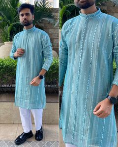 PUNJABI NOVIO SHERWANI TRAJE Bordado pesado TRABAJO A MANO ATUAJE DE BODA para HOMBRES VESTIDO INDIO Bollywood Moda AL POR MAYOR - Product Image 3