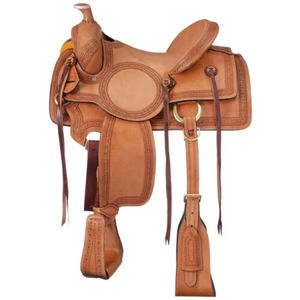 Sillín sin árboles, sillín de caballo de cuero occidental de calidad superior con juego de tachuelas de caballo a juego, sillín de resistencia de cuero genuino - Product Image 1
