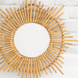 Sunburst Estilo nórdico espejo ratán de alta calidad hecho a mano en forma de sol espejos de pared A.mazon mejor opción - Product Image 3
