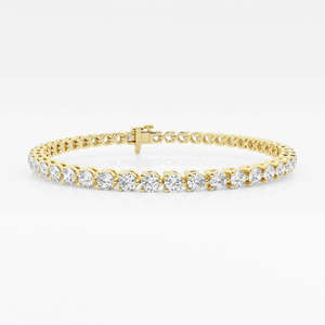 Bracelet tennis en or 14 carats avec diamant moissanite taille ronde, sertissage à trois griffes, style tendance - Product Image 2