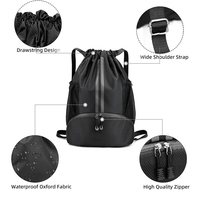 Sac à dos de sport en polyester imperméable pour homme, avec cordon de serrage, motif zippé, sac de sport en lin, sac à dos à cordon de serrage, vente chaude