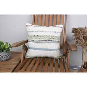 Multicolor Wool Patchwork Kantha Pillow <b>18x18</b> Inch Decorative Cushion Woven with Vintage Pattern - Product Image 1