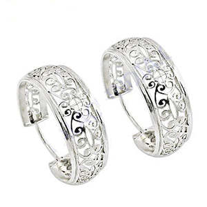 Boucles d'oreilles créoles en argent 925 pour femmes, filigranes, à porter tous les jours, cadeau, plaqué rhodium, design géométrique religieux mignon, or 18 carats, diamant - Product Image 2
