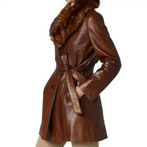 Abrigo de cuero de alta calidad para mujer, ropa de invierno personalizada a la moda, chaqueta de cuero de PU para mujer, precio barato de alta calidad - Product Image 6