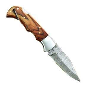 Cuchillo plegable de acero de Damasco de alta calidad, más vendido, con mango de madera, equipo de camping, herramienta multifuncional de supervivencia, cuchillo EDC - Product Image 1