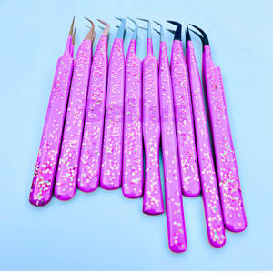 Premium Lash Extension <b>Kit</b> with Rubber Coated Fiber Tip Tweezers Custom Logo Stainless Steel Professional Eyelash <b>Tool</b> Set - Product Image 6