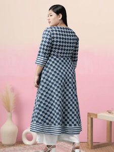 Anarkali kurta ผ้าฝ้ายพิมพ์ลายดอกไม้ผ้านุ่มสวมใส่สบายสง่างามทำจากผ้าคอตตอนทำให้ดูเป็นแบบดั้งเดิมทุกวัน - Product Image 3