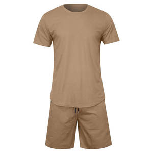 Ensemble de shorts en coton pour hommes avec impression DTG personnalisée chemise tricotée deux pièces respirante et short pour l'été style décontracté - Product Image 4