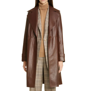 Abrigo largo de cuero de nueva moda de tendencia caliente para mujer de talla grande cálido de invierno con logotipo personalizado - Product Image 3